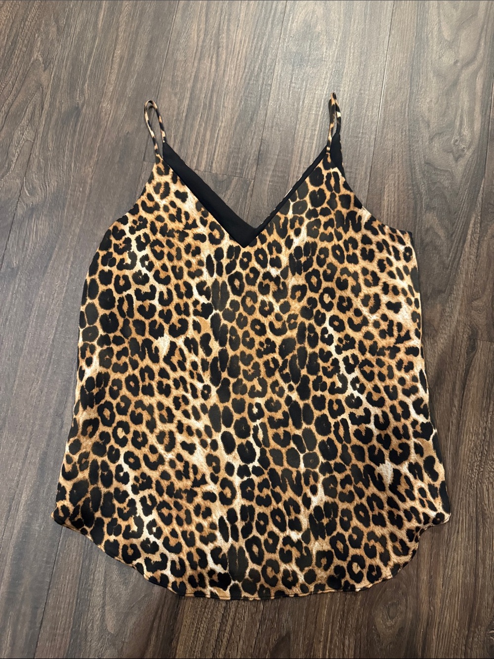 Express Leopard Print V-Neck Cami - Black & Brown